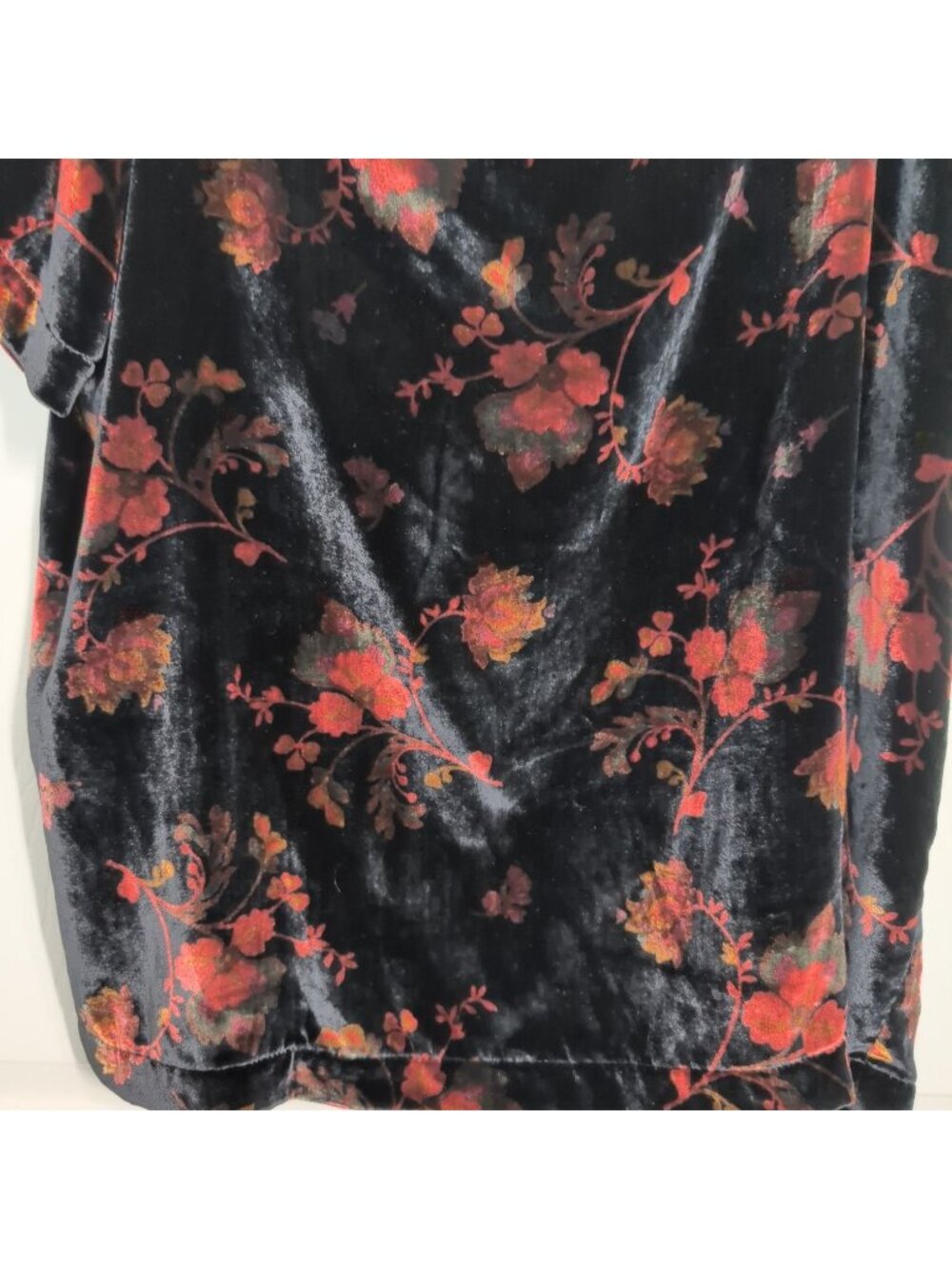 LOFT Velvet Floral Off Shoulder Shirt Womens Size XL Black Whimsigoth Romantic - Picture 3 of 6